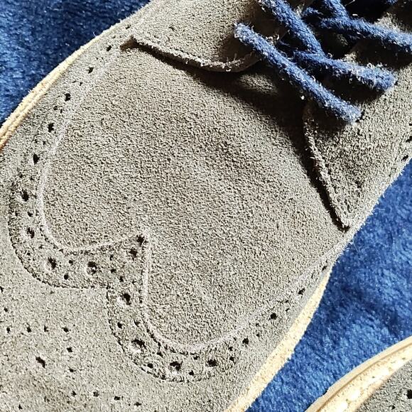 JOHNSTON MURPHY PEARCE SUEDE WINGTIP GREEN GRAY DERBY OXFORDS MENS 9.5 GUC - Picture 8 of 16